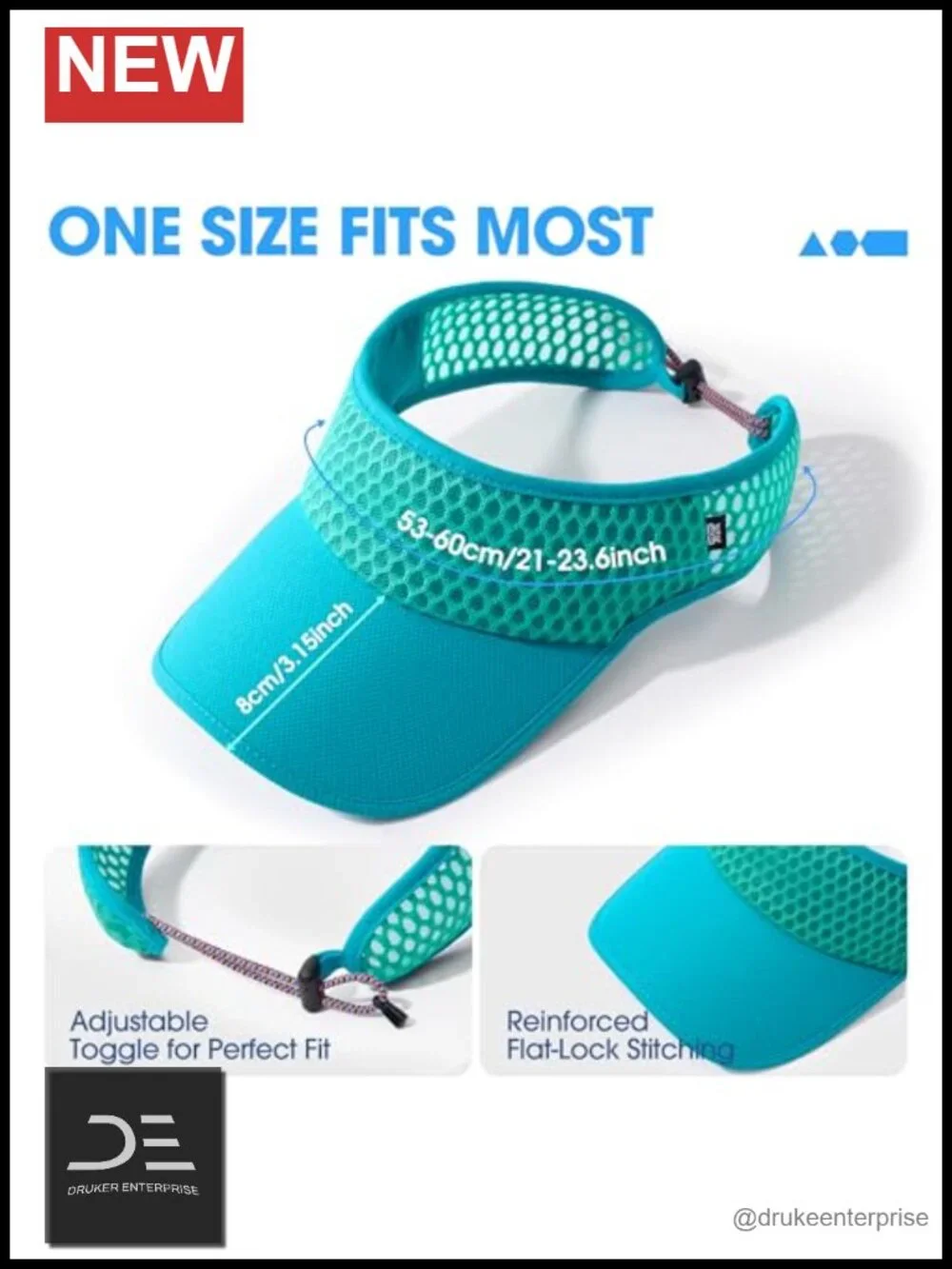 Moisture Wicking Sun Visor Hat - Performance Running Tennis Golf Hiking